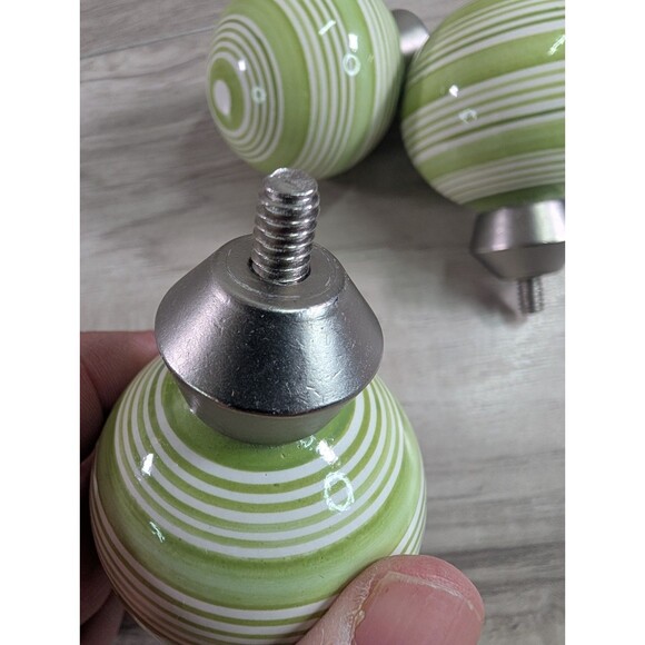 Lot of 8 Pottery Barn Green and White Swirl Curtain Finials + Drapery Tie Backs - Picture 8 of 14